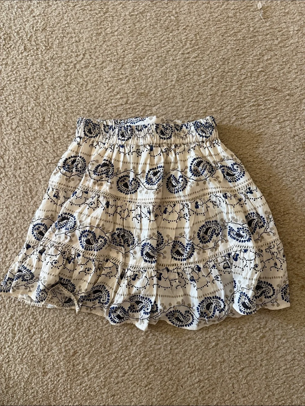 Boho Navy Paisley Tiered Mini Skirt